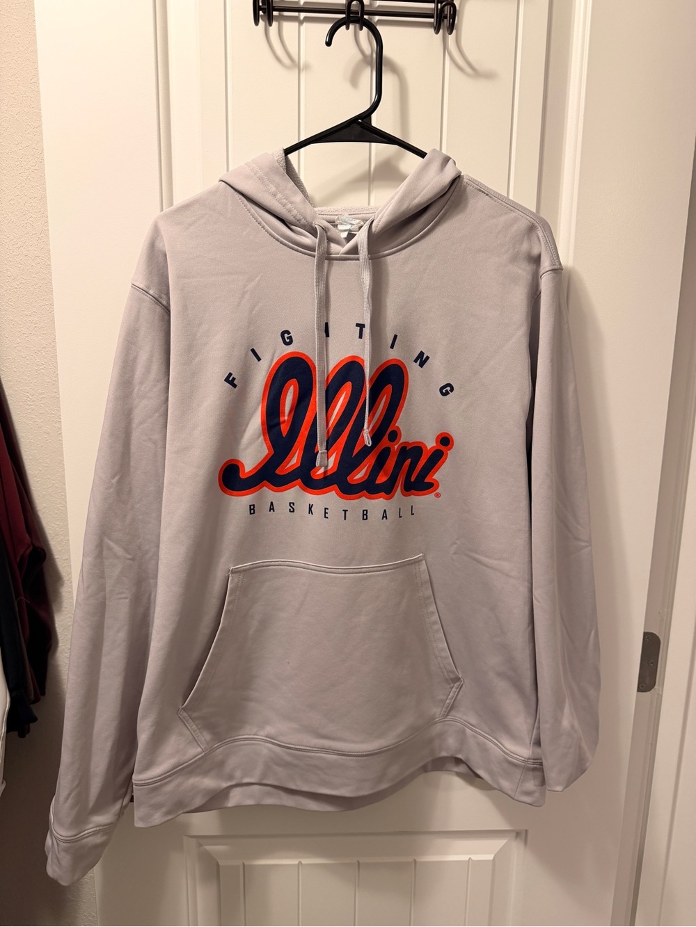 Illini Basketball Gray Pullover Hoodie with Logo